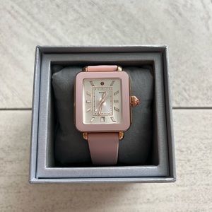 Michele Deco Sport Watch, pink with rose gold hardware